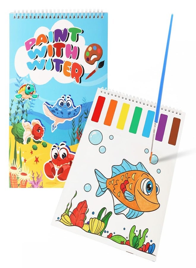 PATPAT® Cartoon DIY Water Coloring Book for Age 3+, 16 Sheet Fun Animal World Pre-Outlined Drawing Book with Brush Pen & 7 Color Pigments, Kids Painting Art Craft Set for Early Learning, Creativity - Image 1
